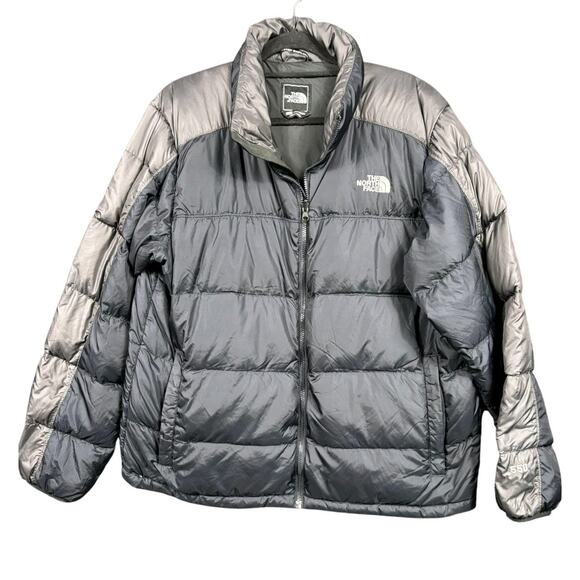 The North Face Jacket Mens XL Gray Black 550 Down Puffer Quilted Full Zip Coat - Picture 1 of 11